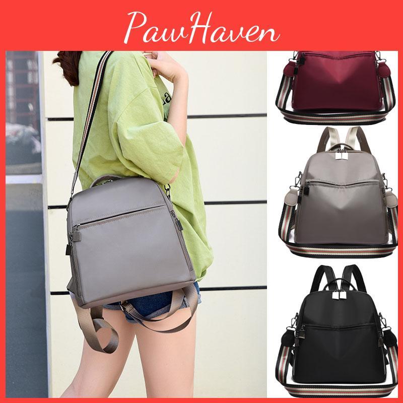 Pure Color Multipurpose Oxford Cloth Backpack For Women With Adjustable Straps