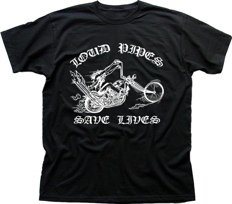Loud Pipes Save Lives Motorcycle Biker Chopper black printed t-shirt OZ9132 S