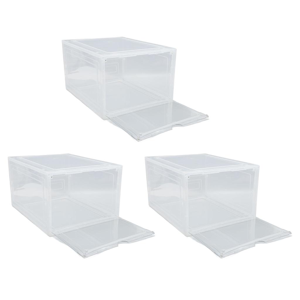 Shoe Storage Box Thick Side Opening Space Saving Transparent Stackable Shoe   Foldable Shoe Rack Container Holder for Shoes Clothes