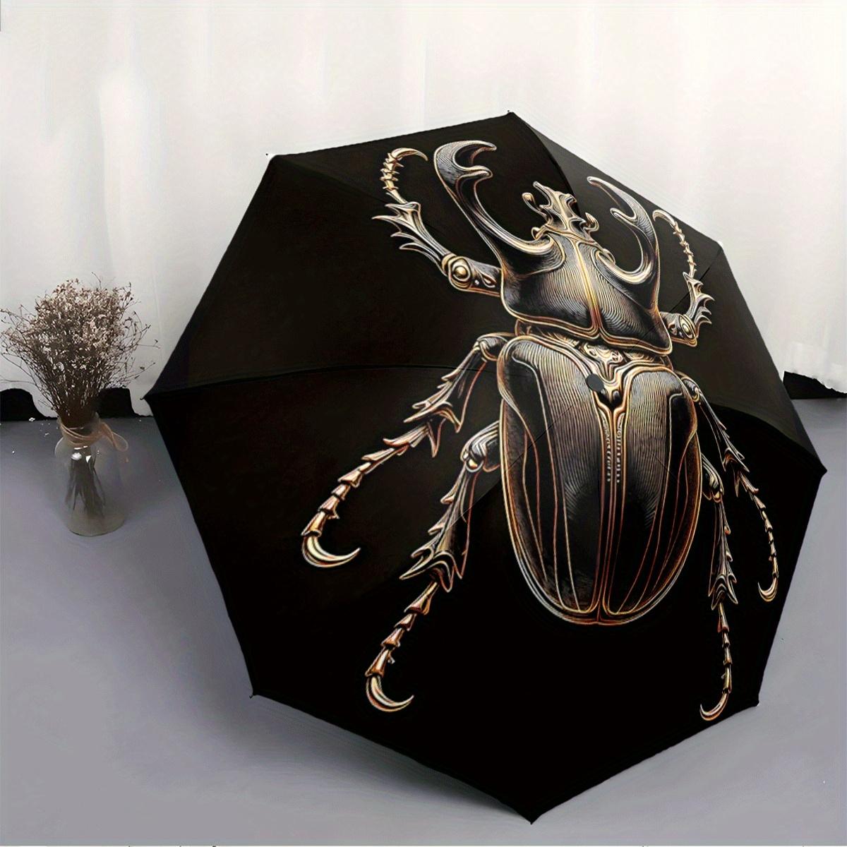 

Automatic Folding Umbrella Golden stag beetle illustration. Portable collapsible design, casual outdoor accessory, for all sea (as the picture,Iron&8K)