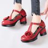 Mode GKTINOO Frühling Damen Pumps Retro Lady 7CM Hohe Absätze Schnallenriemen Blumenpumps Handgefertigt Damen Echtes Leder Schuhe