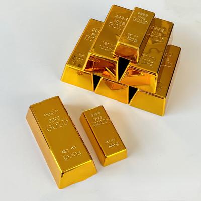 Plastové galvanicky pokovené duté zlaté cihly zlaté slitky rekvizity ozdoby dekorace zlaté cihly aktivita zlaté slitky hračky ze zlatých cihel
