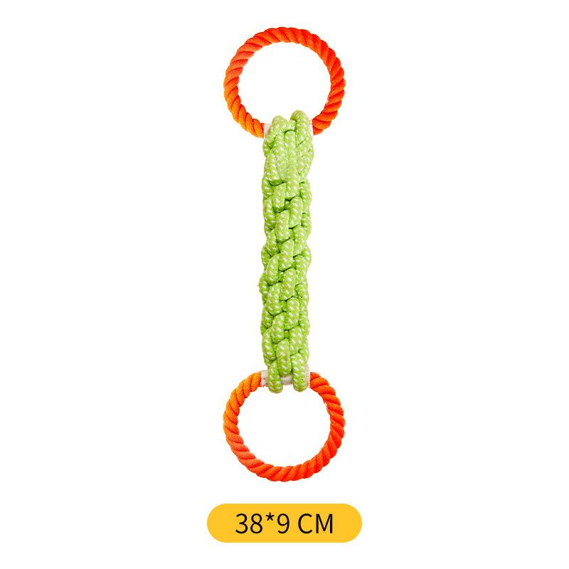 Pet Playtime Dog Toy Rope Double-Ring Cotton Blend for Interactive Enjoyment