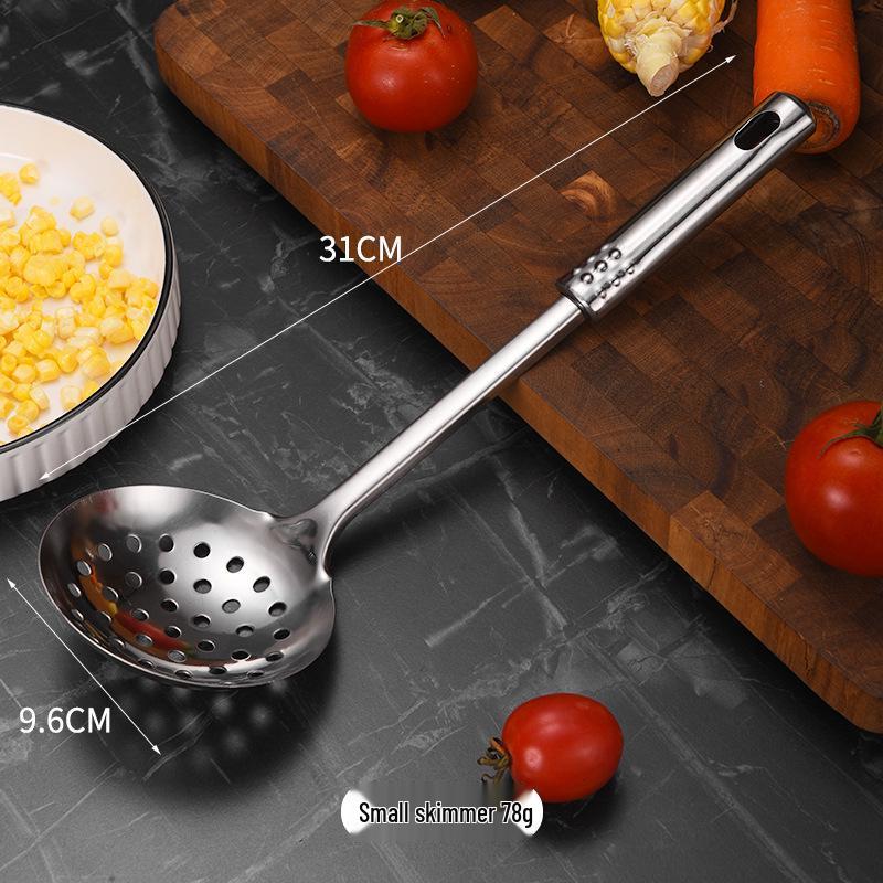 Stainless Steel Cookware: Nine Bead Spatula & Spoon Set - Includes Frying Spatula, Slotted Spoon, Rice Spoon, and Stir-fry Spatula.