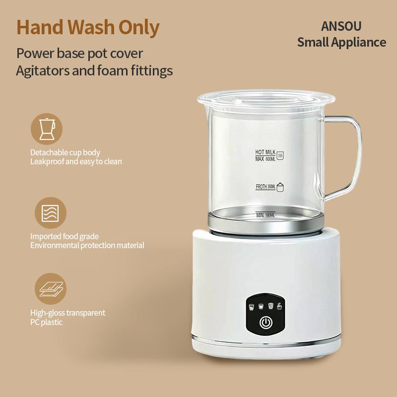 Electric Glass Milk Frother with Heating Function for Thick Froth