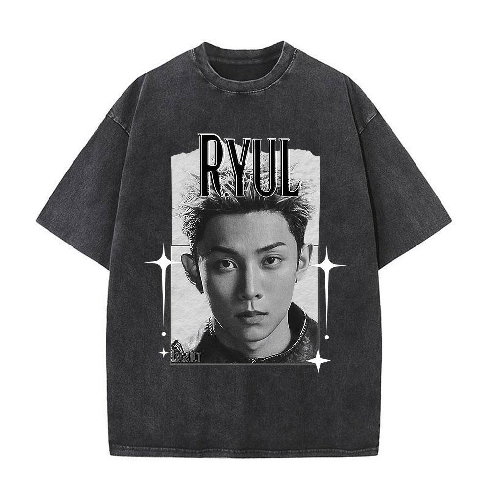 Vintage Washed Korean Kpop Lngshot T Shirt Men Women Clothing Fashion Hip Hop Short Sleeve Cotton Casual Tshirts Streetwear