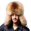 Herren Leder Ushanka Trapper Hut Kunstfuchsfell Ohrklappen Hut Winter Warm Winddicht Kaltwetter Outdoor Skimütze