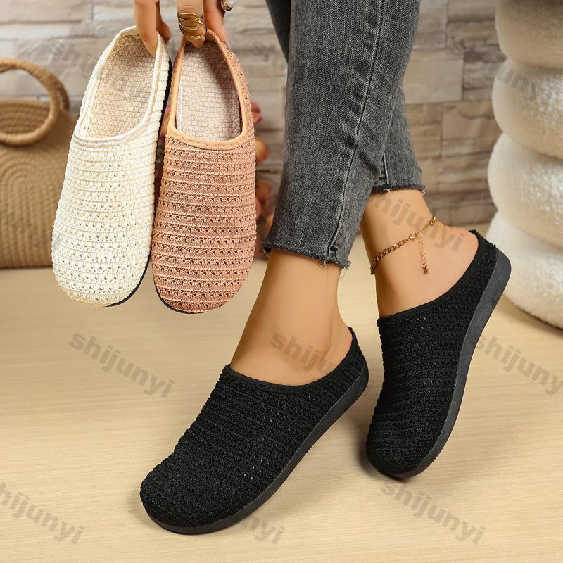 Fashion Women's Casual Sandals 2025 Summer Fashion Hollow Breathable Fly Weave Mesh Shoes Lightweight Comfortable Outdoor Half Slippers