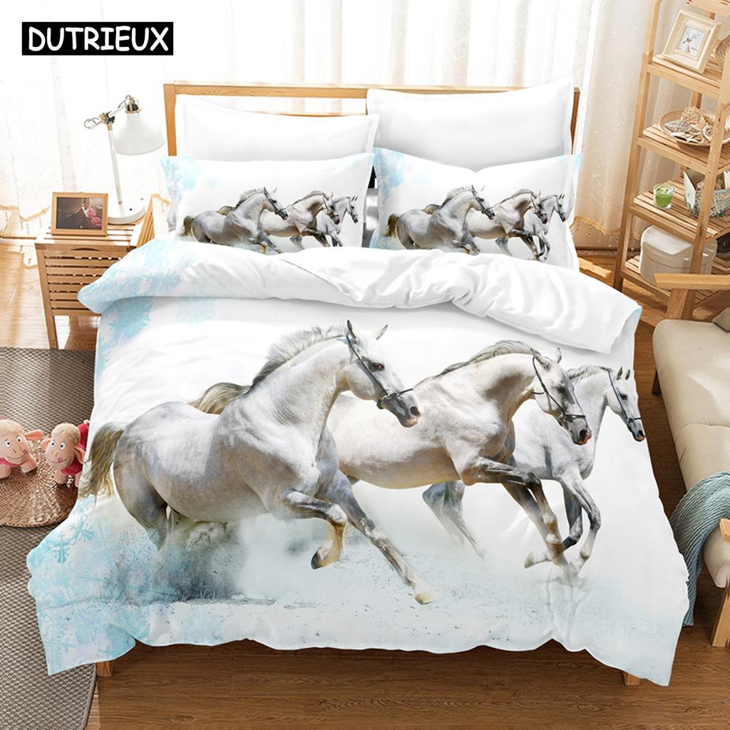 Set Biancheria da Letto 3D Il Cavallo Set Copripiumino con Federa Singolo Matrimoniale Queen King Biancheria da Letto