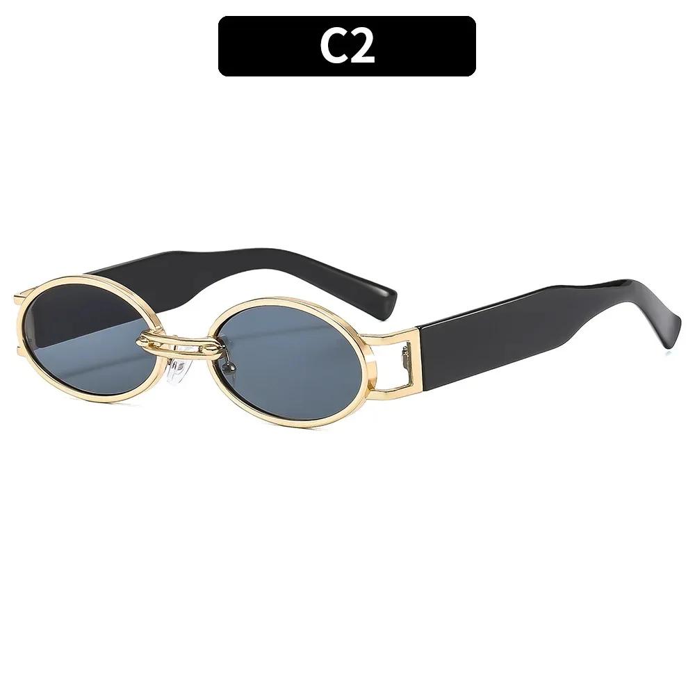 Retro Metal Oval Sunglasses Street Style Bicycle Riding Fashion Outdoor Sunscreen Cross-Border Eyewear Unisex Accessories