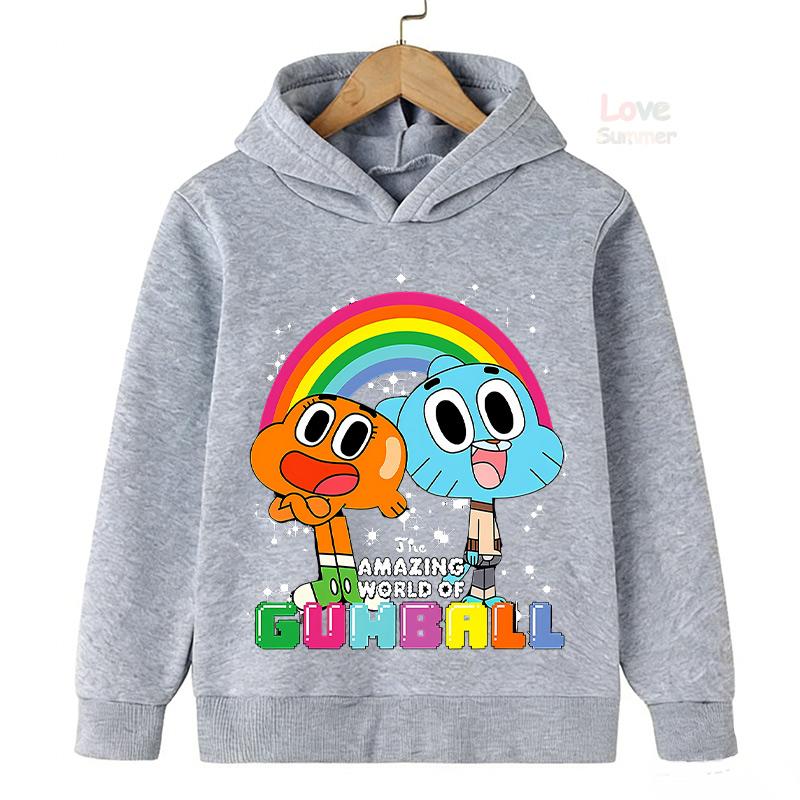 Podzimní Vtipné Dětské Mikiny The Amazing World Of Gumball Mikina s Kapucí Děti Kluci Dívky Grafická Ležérní Sportovní Mikina