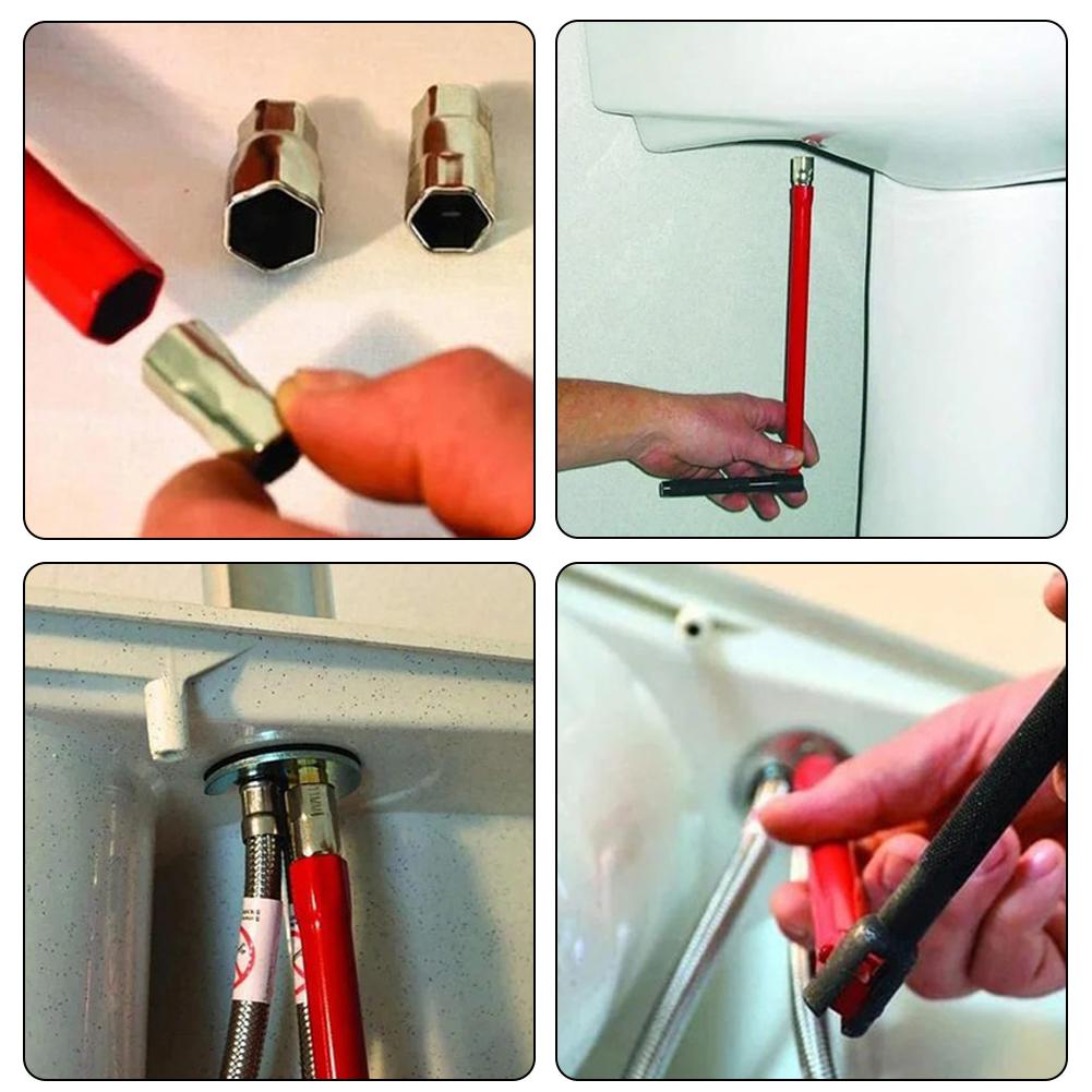 plumber wrench set 817mm with six socket sizes 8 to 17mm for For Tight space plumbing projects at home or work