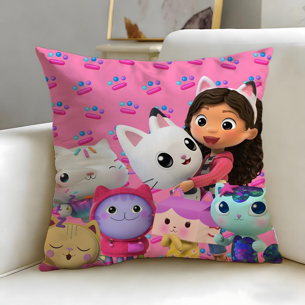 Classic Cartoon Gabby's Dollhouse Cushion Cover Soft & Easy-Wash Pillow Case – Versatile for Couch, Bed, Travel and Office