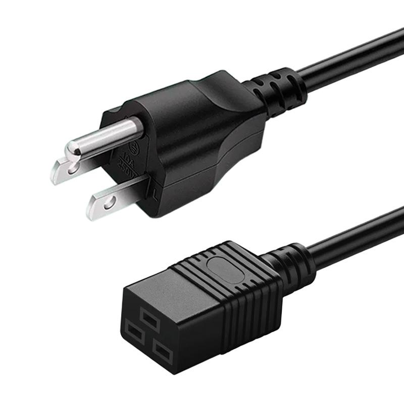 

Pure Copper US to C19 Power Cord, Three-Core, 1.5/2.5 Sq, PDU Server Chassis Cable 1.5mm² Pure Copper, 1m