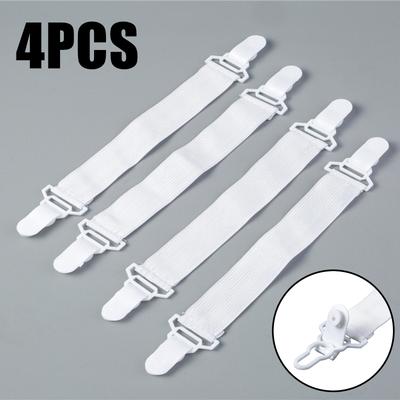 4 Stück/Set Elastische Bettlakenspanner Doppelkopf-Clips Spannerhalter Hosenträger Bettlakenbefestigungen Verstellbare Länge 15-30cm