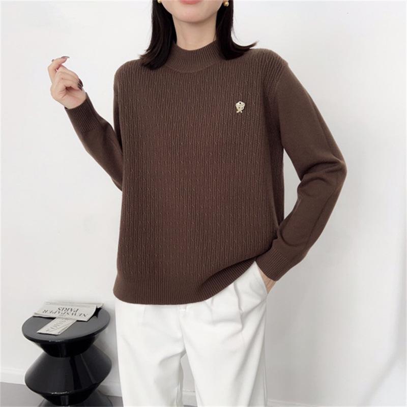 

2024 Высококачественный Дизайнерский Повседневный Свободный Крой С Длинным Рукавом С Круглым Вырезом Вязаный Женский Свитер One Size красный