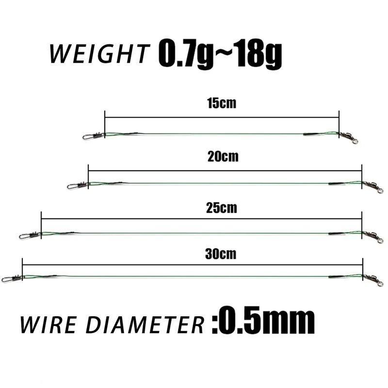 20pcs 15/20/25cm Anti-bite Steel Wire Leader Leashes For Fishing 50LB With Swivel Fishing Lure Accessories Pike Bass