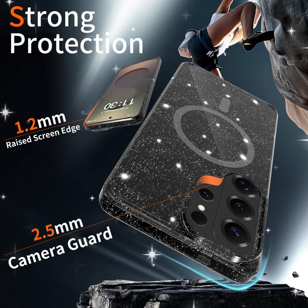 Applicable to the new Samsung s26 mobile phone case, transparent S25ultra glitter acrylic 26plus protective case customization