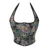 Body Modellante Bustier Scollo all'americana Floreale Nero con Nastro