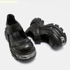 Fashion 2025 New Thick-Soled Mary Jane Shoes Women Punk Style Summer Shallow Round Toe Black Leather Shoes Height-Increasing Pumps
