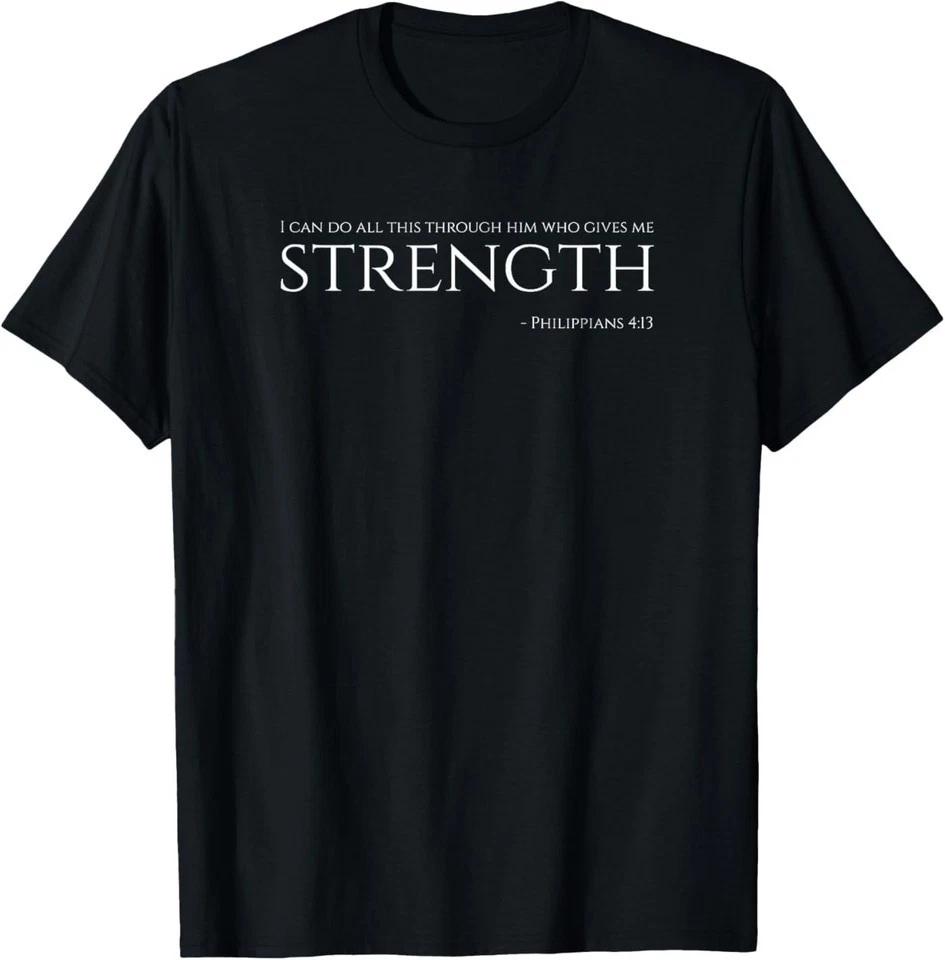 Christian Bible - Philippians 4:13 - Motivational Quote T-Shirt L