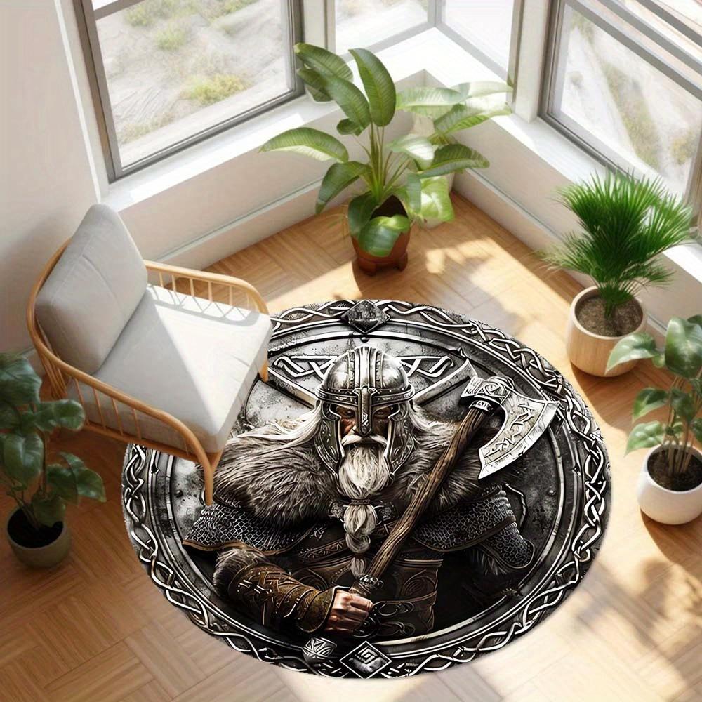 1 Piece Viking Style Round Rug Suitable For Living Room Bedroom And Kitchen Home Decoration Room Decoration Gift For Friends And Family