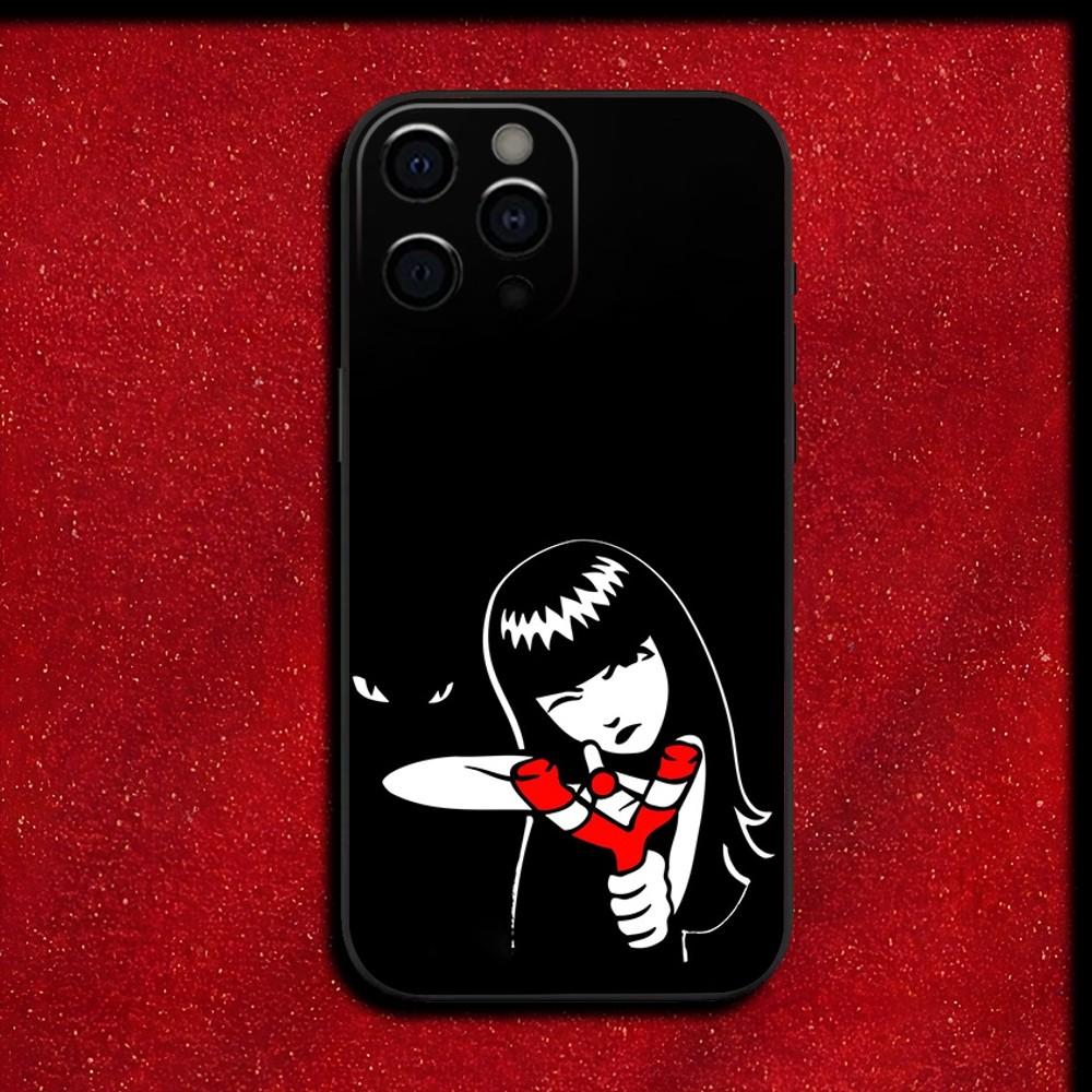 Cat E-Emily The Strange Phone Case For iPhone 16,15,14,13,12,11,Pro,X,XS,Max,XR,Plus,Mini Soft Black Cover