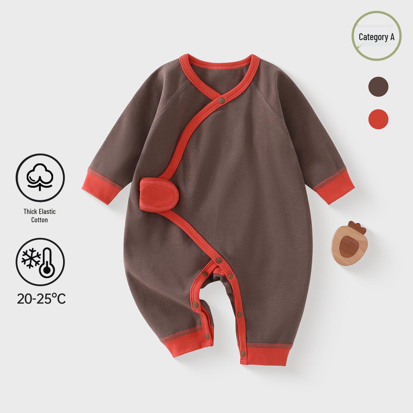 

Autumn/Winter Baby Knit Cotton Bodysuit: European & American Color Block Long Sleeve Romper 66cm [for 11-14 lbs]