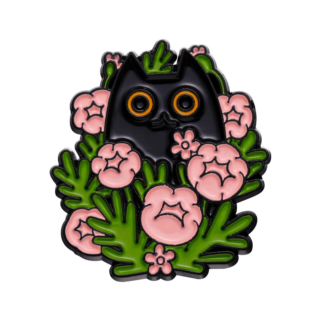 Katzen in Pflanzen Emaille-Pins Benutzerdefiniert Floral Kätzchen Versteckspiel Broschen Reversabzeichen Lustiger Tierschmuck Geschenk für Kinder Freunde