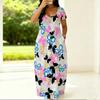 Summer Crew Neck Short Sleeve Tunic For Plus Size Women Loose Comfortable Daily Outfit