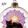 Dormitory Festive Accessory Halloween Glowing Sphere, Lighted Clear Ball Ornament, Cute Witch Seasonal Home Decoration Cat, LED Hanging for