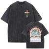 Vintage Washed Faith in God Christian Bible Verse Print T Shirts Men Womens Clothing Aesthetic Fashion Oversized Cotton Tshirt