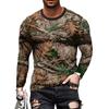Outdoor-Essential! Herren Langarm-T-Shirt, Realistischer Camouflage-Blätterdruck