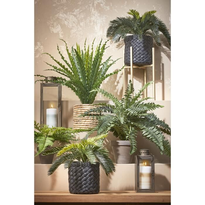 Plante Artificielle Palmier Cycas Dans Un Pot De Fleurs Stan - H33 X Ø34 Cm - Vert - Mica Decorations