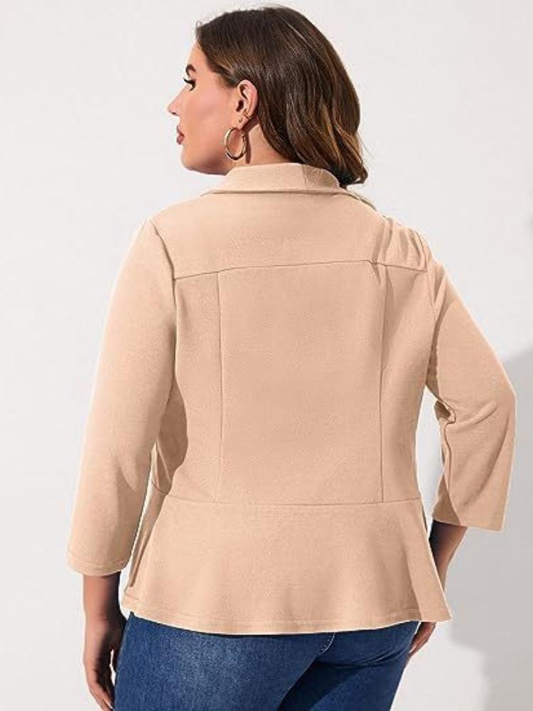 Women's White Blazer Jacket with Flared Sleeves, Casual Slim Fit Suit Coat for Office or Daily Wear
