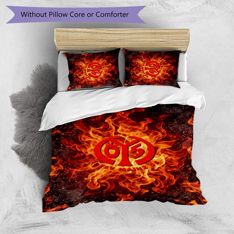 Set Lenzuola 3 Pezzi Stampato FC Mainz Traspirante Copripiumino con Federe Biancheria da Letto Decorativa per Camera da Letto Casa