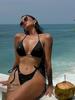 Costume da bagno da donna Tinta unita Triangolo Borsa Cravatta Paillettes Costume da bagno bikini sexy Costumi da bagno da spiaggia