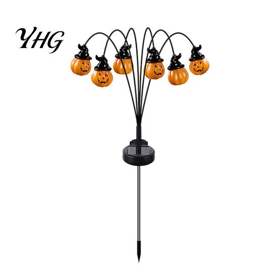 Festive Outdoor Yard Ornaments Solar Pumpkin Halloween Light, LED Scary Jack-o-Lantern Swaying Garden Stake Powered Jack-o-Lanterns Waterproof Pathway