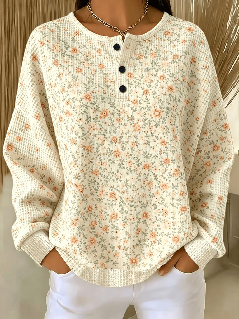 Fashion gradient striped waffle button hoodie