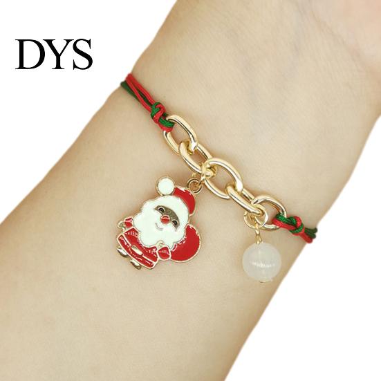 Christmas Party Favors Bracelets, Red Green String Bracelet, Adjustable Charm Bracelet Holiday Bracelets with Glow in The Dark Bead for Women