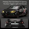 1/32 Alloy Diecast Honda Civic TYPE-R Sport Car Model Toy with d Light Music Wheel Pull Back Vehicle Toys Gifts for Boy Collection