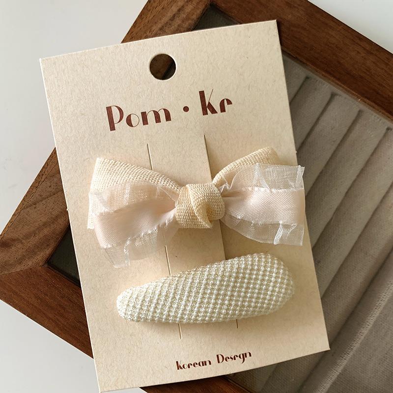 French Beige Lace Bow Hairpins Women Girls Hair Clips Pins Barrettes Accessories Hairclip Hairgrips Headdress Headwear Ornaments