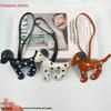 Spotted Dog PU Leather Pendant & Cartoon Puppy Keychain with Bag Lanyard