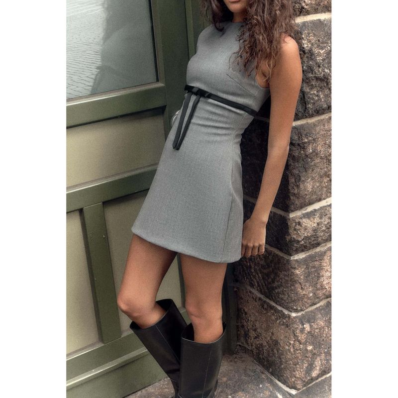 Za Foreign Trade New Women clothes ZR Western Style Fashion Bowknot Decoration Silk Satin Texture Short Dress 3152256