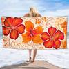 Tropical Hibiscus Flower Beach Towel Bold Orange Bloom Pattern For Summer Festival Beach Party Decorative Accent Piece