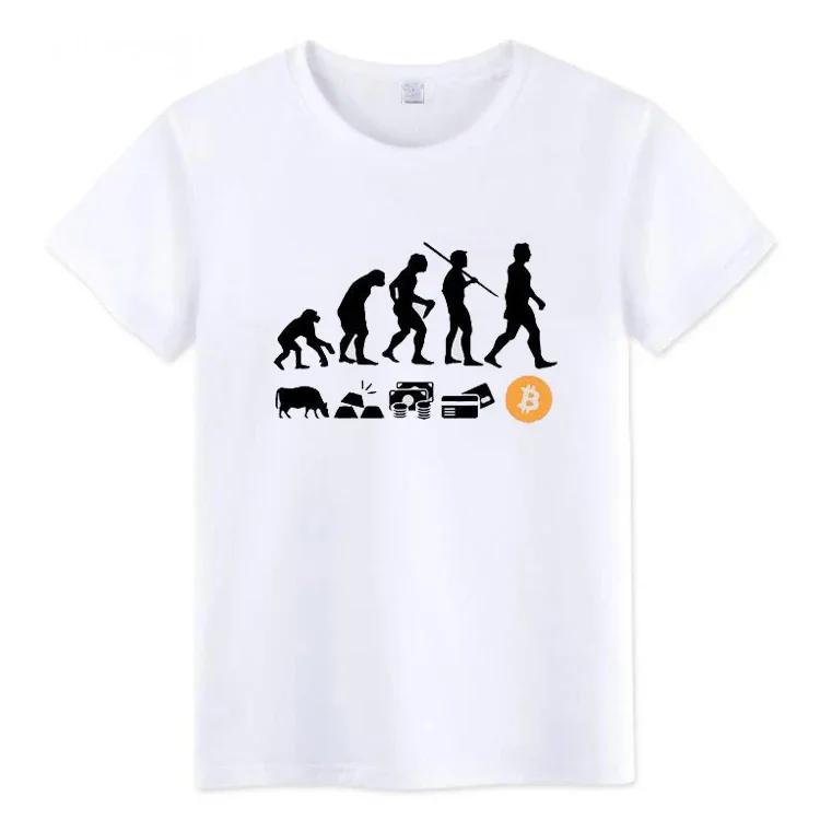 Musk Currency Evolution Same Bitcoin BTC Short Sleeve Unisex's T-shirt Coin Circle Stir Fried Bitcoin  Cotton Clothing Tops