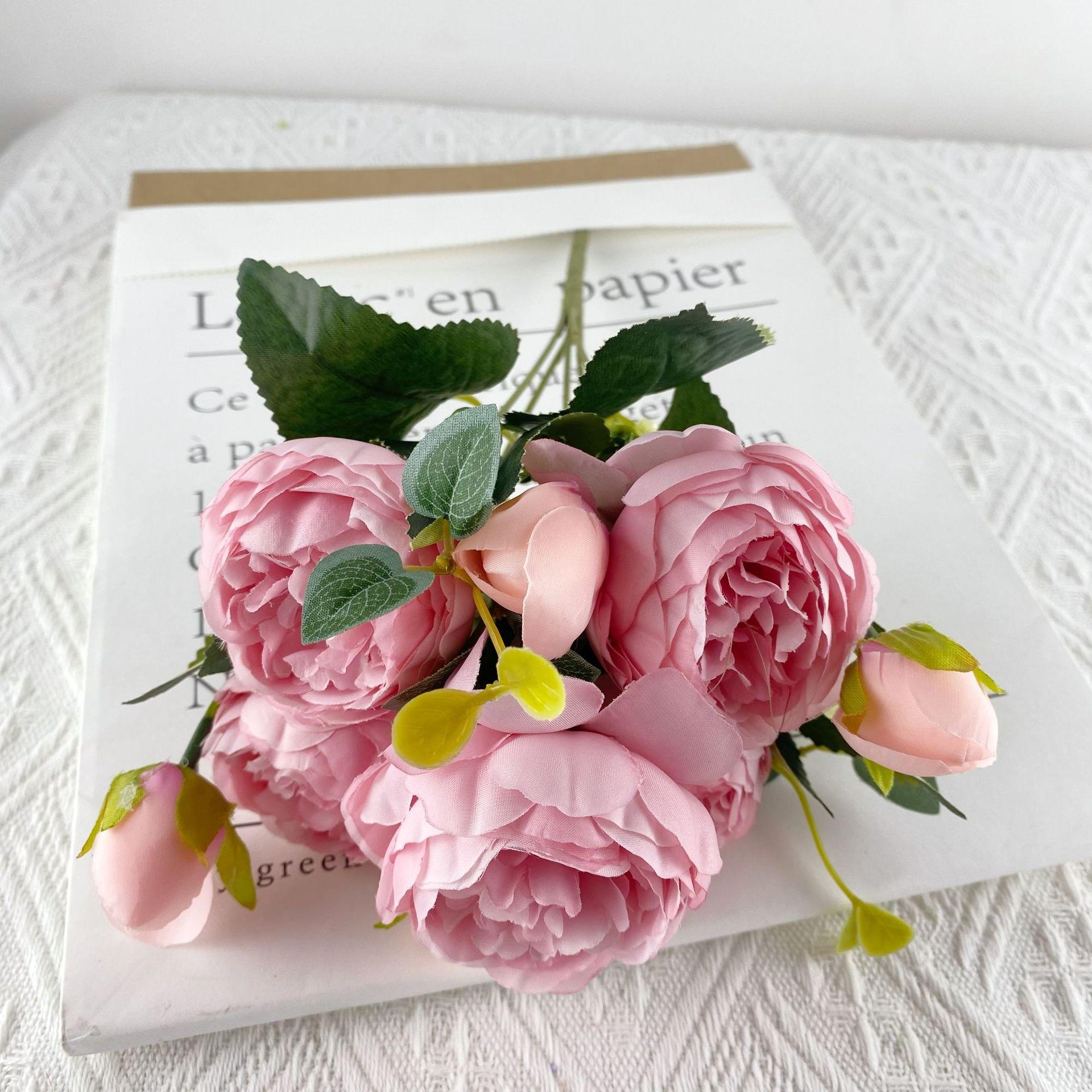 

Имитация цветка пиона Домашнее украшение Гостиная Обеденный стол Реквизит для съемки Декоративное украшение светло-розовый