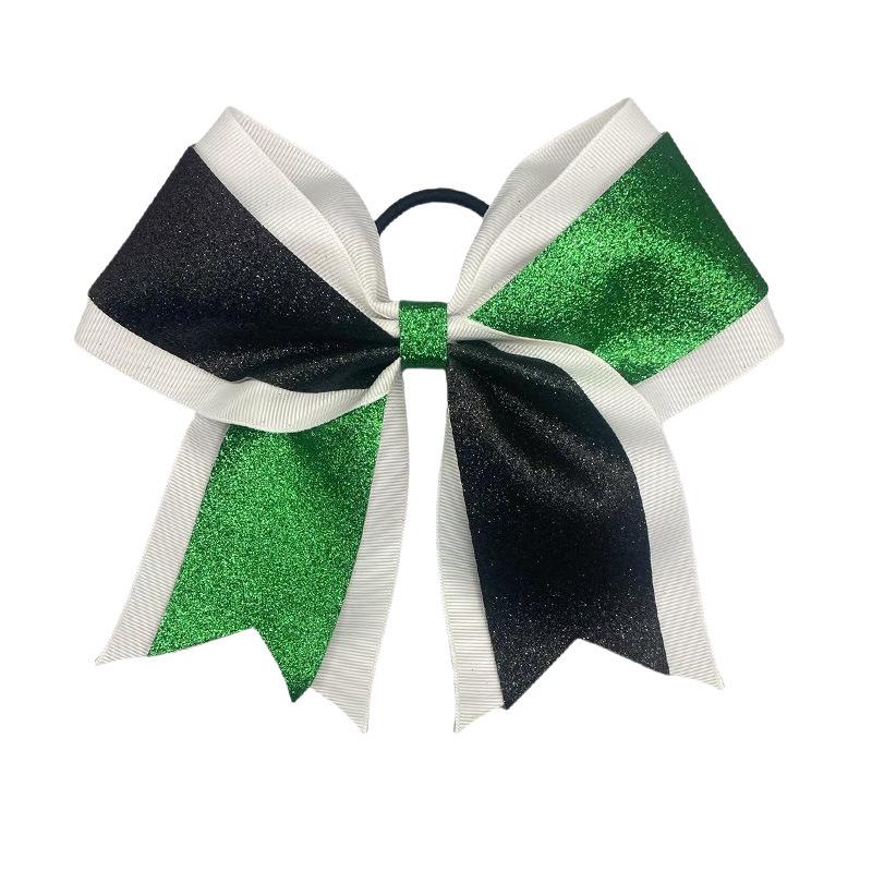 Glitter Cheerleading Bow Hair Tie with Double-Layer Elastic