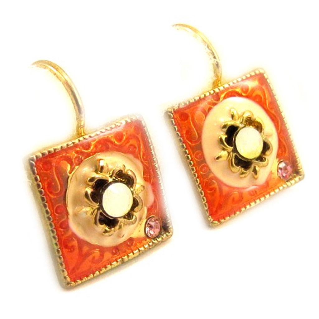 Les Trésors De Lily [E5800] - Κρεμαστά σκουλαρίκια Δημιουργού 'Αλιενόρ' Πορτοκαλί