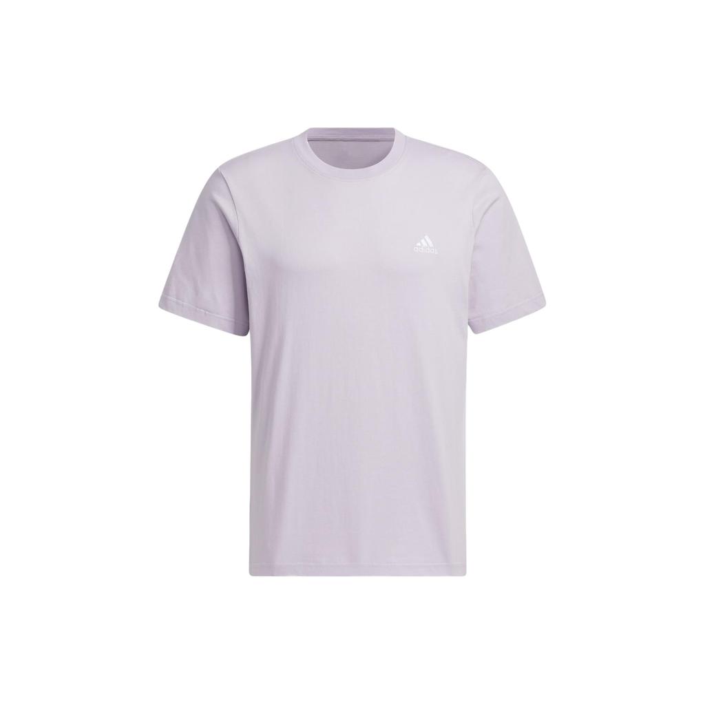 Adidas Logo Sports Casual Solid Color Round Neck Short Sleeve Drop Shoulder T-Shirt Unisex T-Shirt Silver Purple JI9067